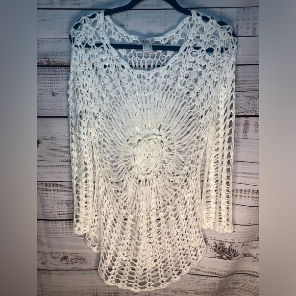 VENUS White Crochet Swim Coverup NWOT size S/M ☀️🔥☀️ - Picture 7 of 14